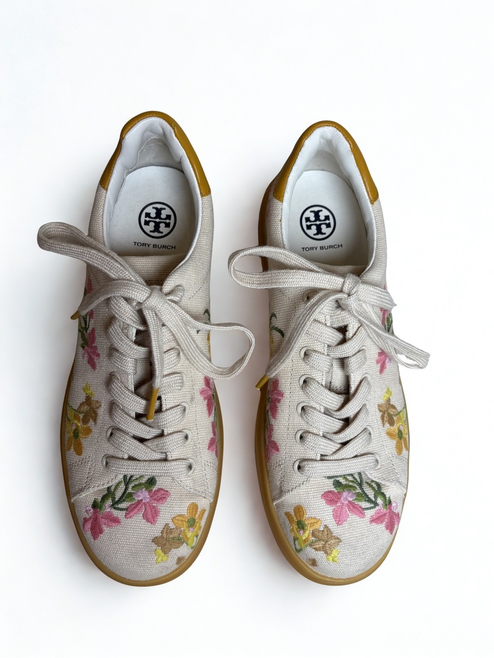 Tory Burch Floral Embroidered Canvas Sneakers